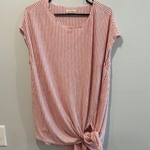 Max Studio Red and White Striped Top